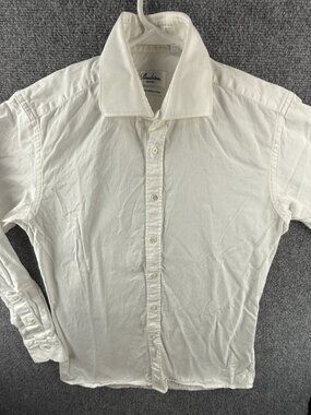 Stenstroms Button Up Shirt Men White Long Sleeve Cotton Twofold 39 Slimline